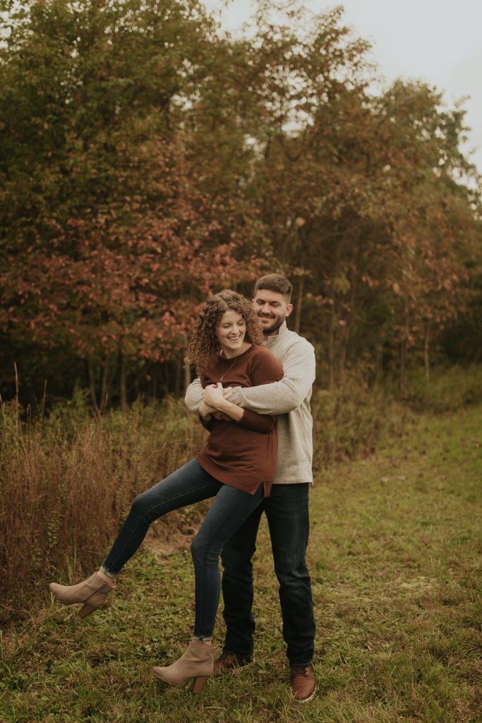An engagement photoshoot in the middle of the woods in Pine Grove Pennsylvania