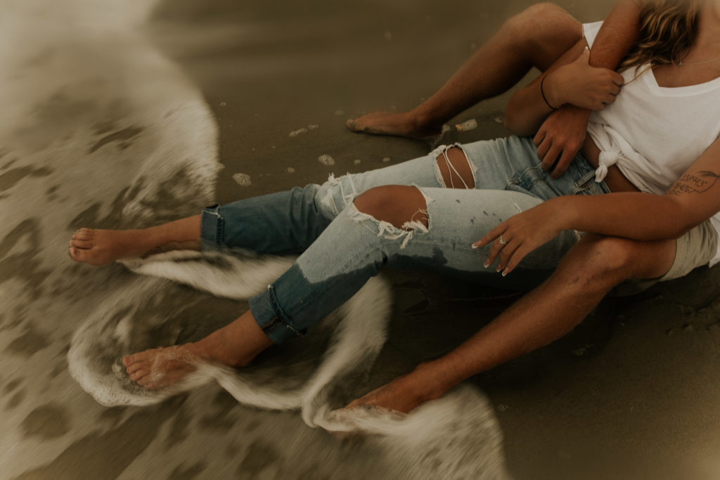 A motion blur image from a beach engagement photoshoot