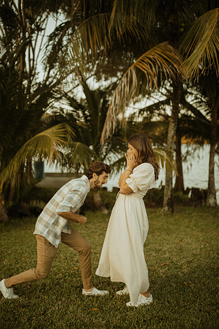 A romantic proposal on a dock in West Palm Beach Florida 