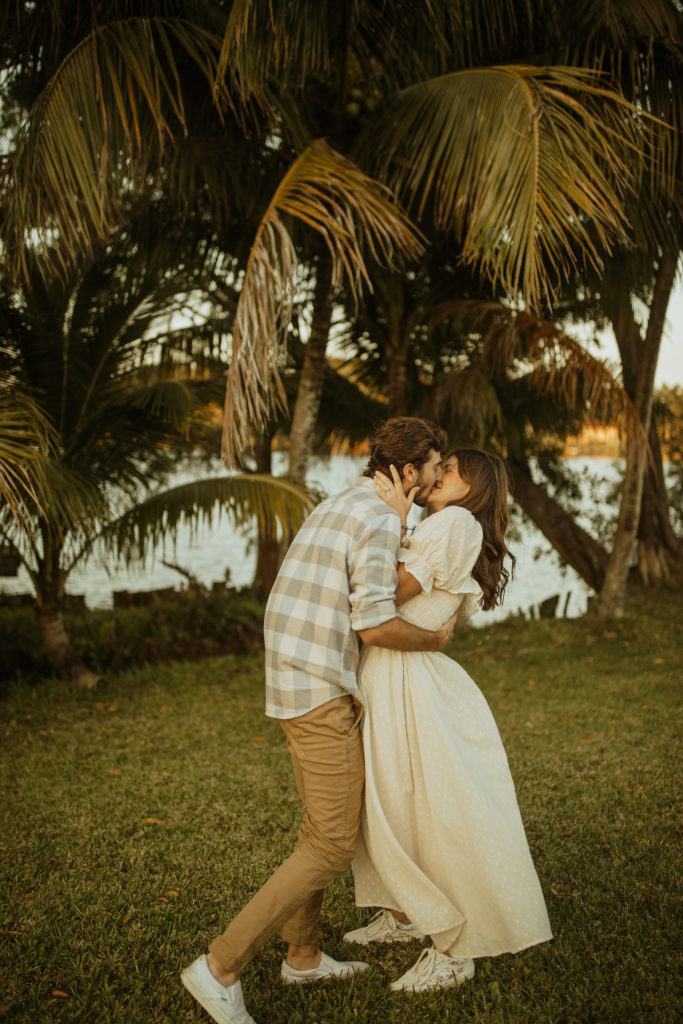 A romantic proposal on a dock in West Palm Beach Florida 