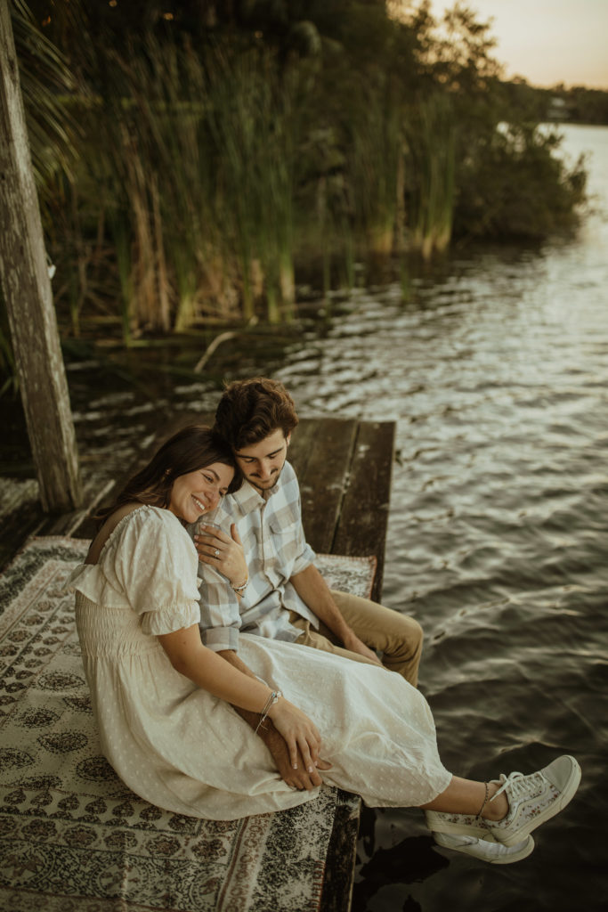 Engagement photos in west palm beach florida on a dock