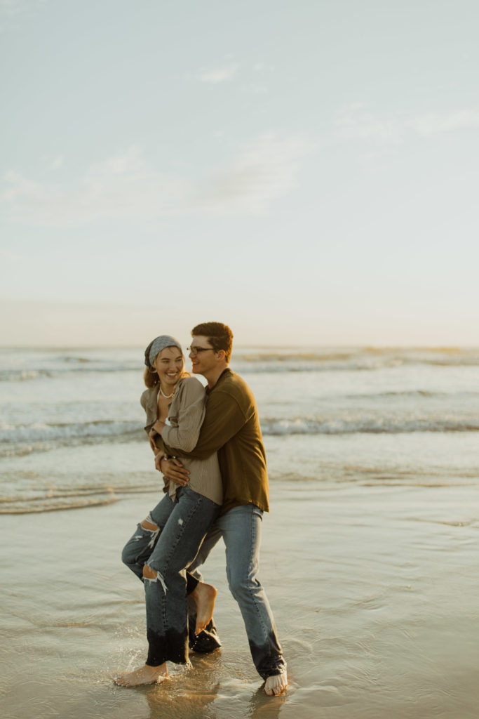 A Romantic sunrise engagement photoshoot on the Beach in New Smyrna, Florida