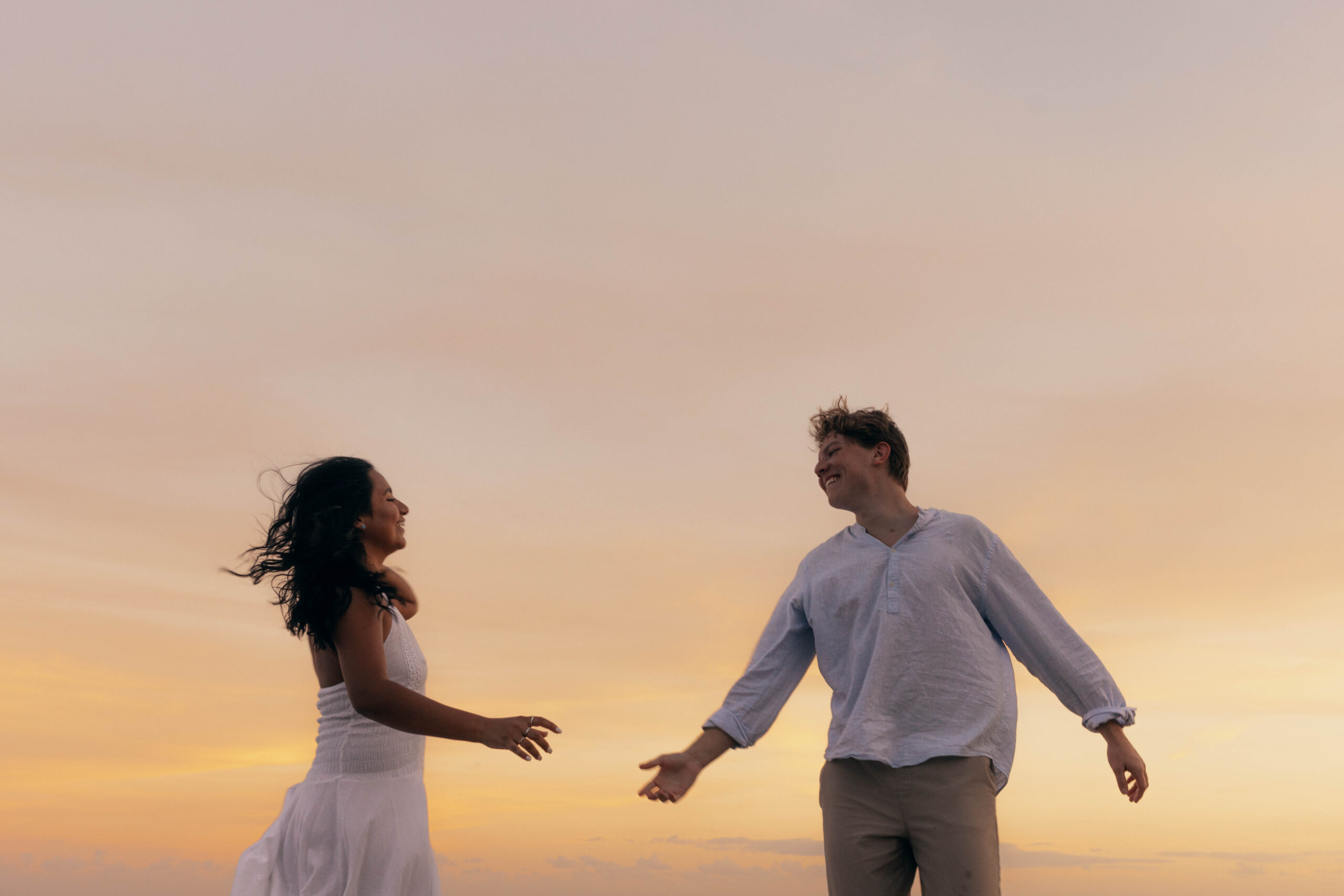 Palm Beach engagement photography captured in warm, golden hour light
