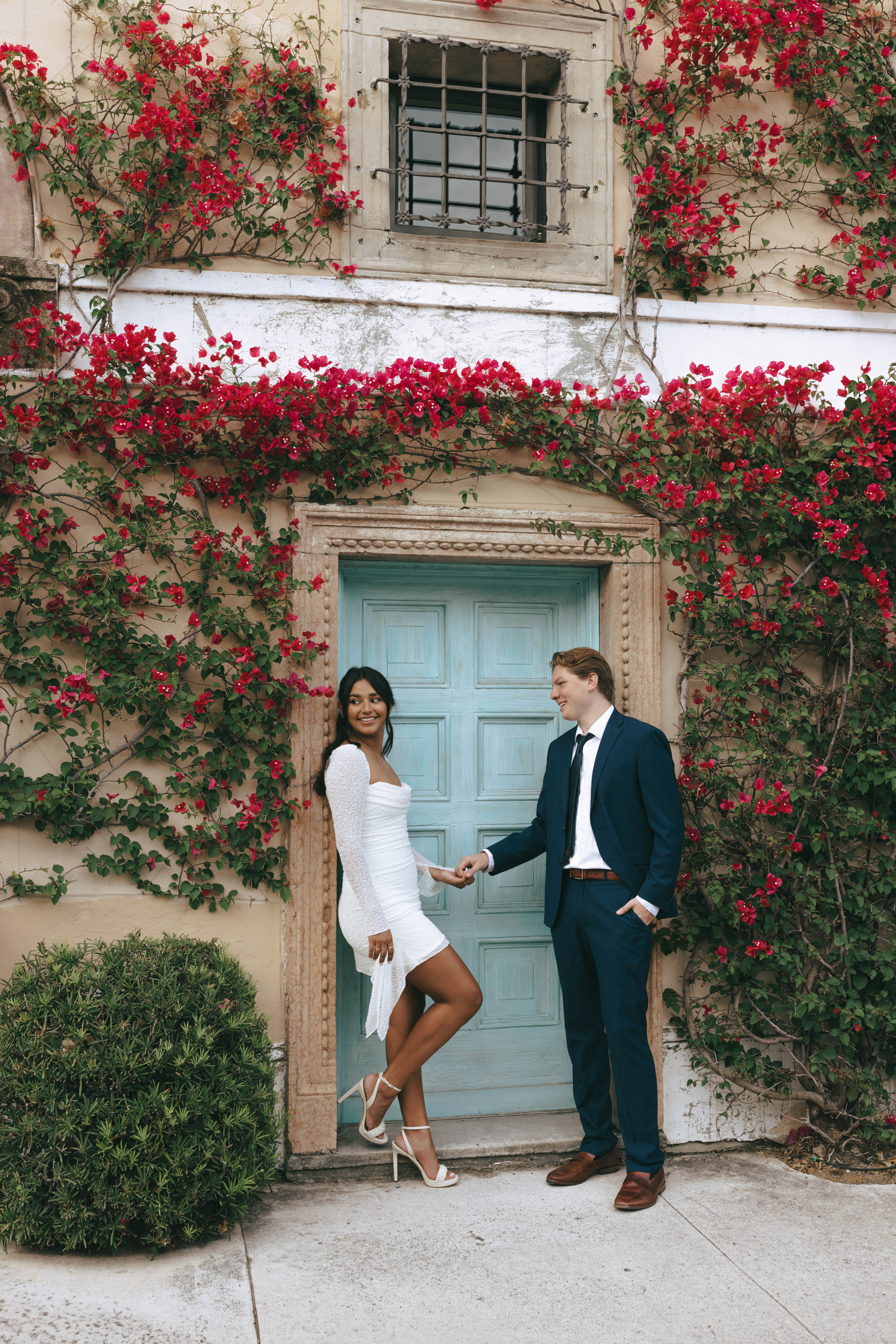 Worth Avenue Palm Beach engagement photos featuring iconic Mediterranean architecture