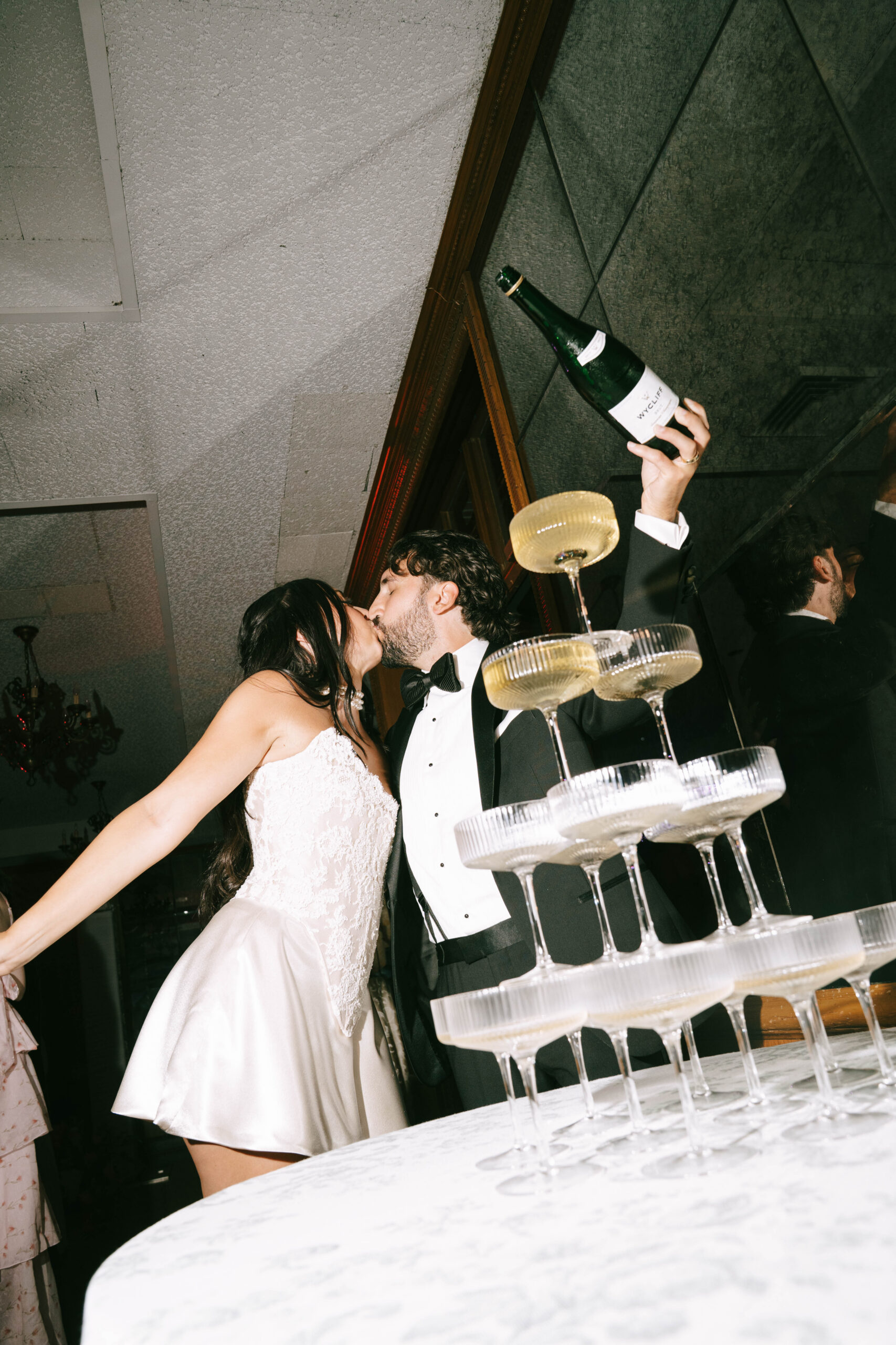 Editorial flash photography bride and groom reception portraits at NYIT de Seversky Mansion