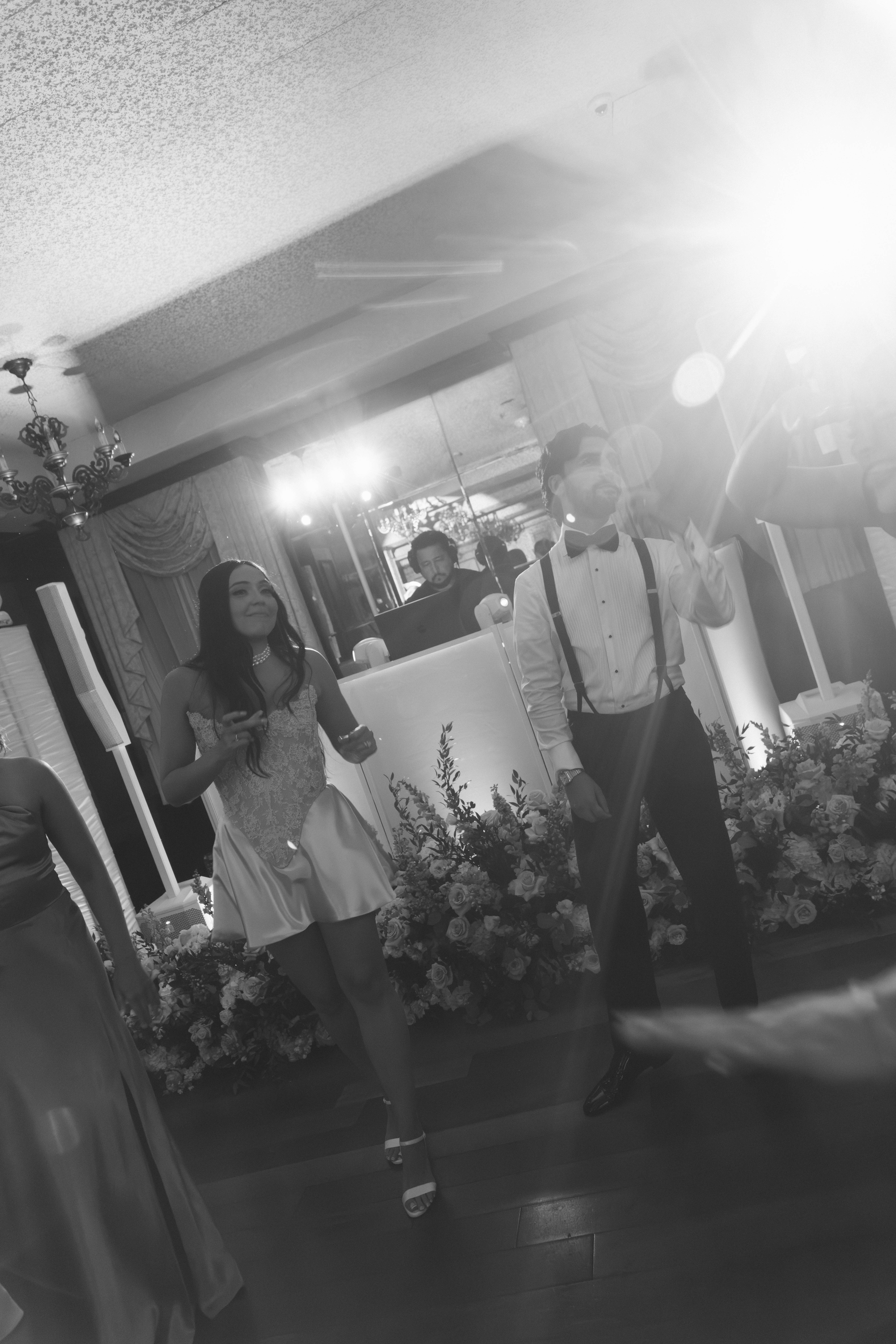 Editorial flash photography bride and groom reception portraits at NYIT de Seversky Mansion