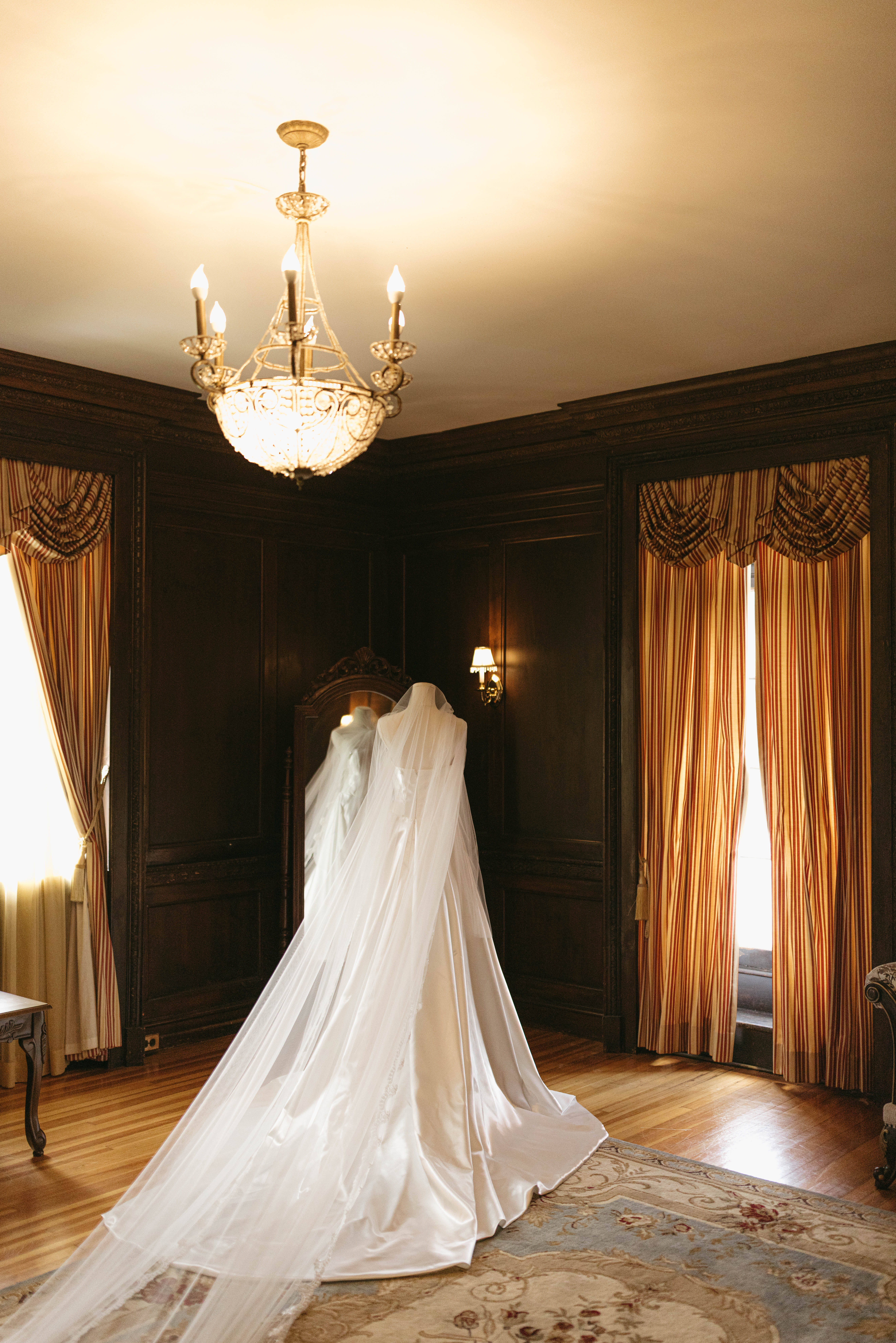 Detail photo of Galia Lahav wedding gown at NYIT de Seversky Mansion